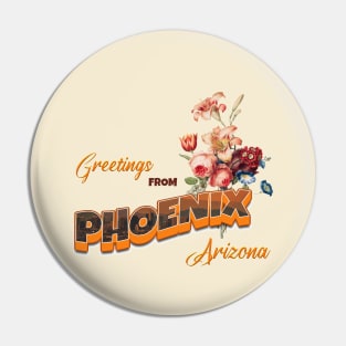 Vintage Floral Greeting Card Phoenix Arizona Pin