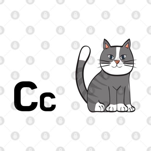 The Letter C for Cat Alphabet uppercase and lowercase C letter Design by Syressence