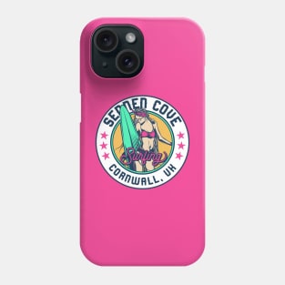 Retro Surfer Babe Badge Sennen Cove Cornwall UK Phone Case