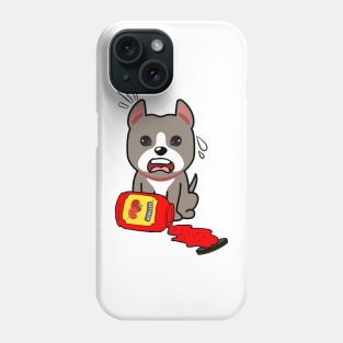 Funny grey dog spilled tomato ketchup Phone Case