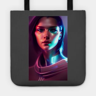 Cyberpunk Girl Close Up Tote