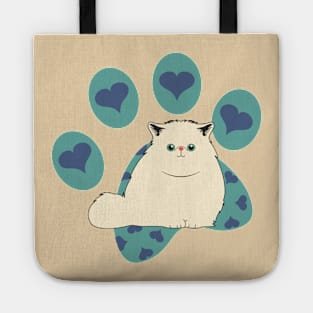 Persian Kitten and Paw Print Tote