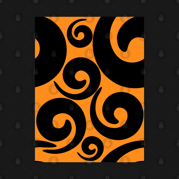 Black and orange pattern with spirals by marina63