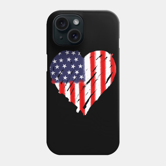 American Flag Heart Abstract 4th Of July Gift Phone Case by teeleoshirts