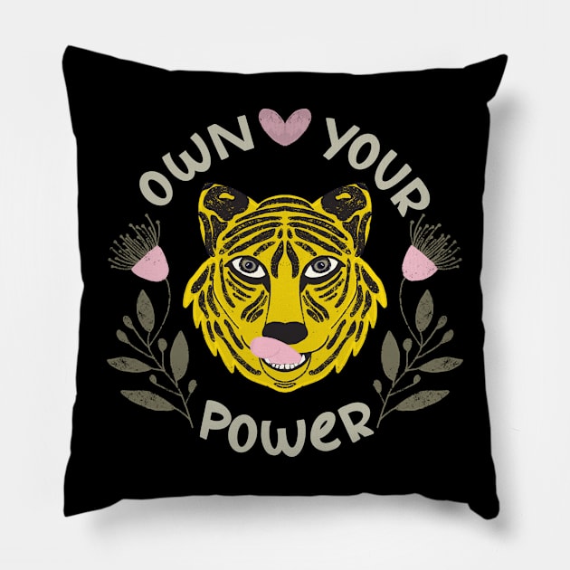 Own Your Power Tiger Heart Floral Women's T-Shirt Pillow by LacasitadeNadirca