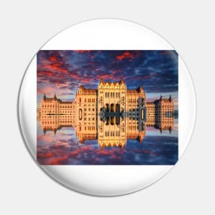 sunrise reflections Hungarian Parliament Building Pin