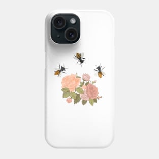 Honeybee Victorian Roses in Green Phone Case