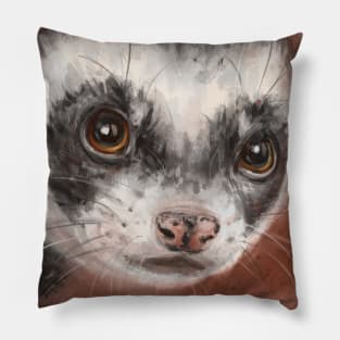 Painting of a Cute Ferret Looking Directly at You Pillow