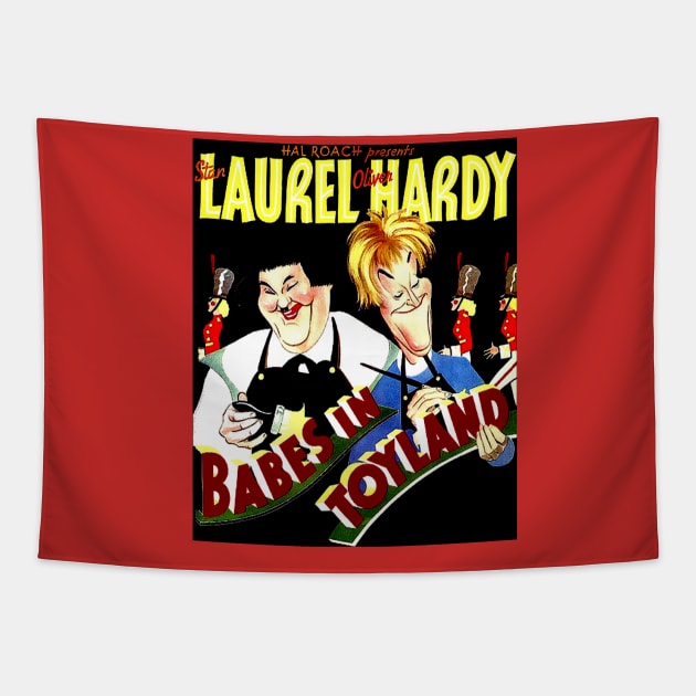 Babes in Toyland Vintage Laurel and Hardy Movie Poster Print Tapestry by posterbobs