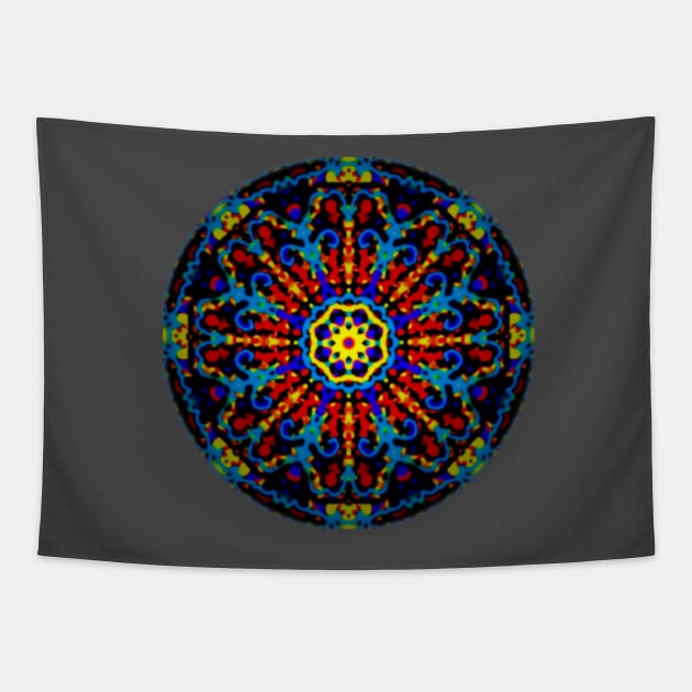 Rosette Window Stained Glass Mandala Tapestry by Bits