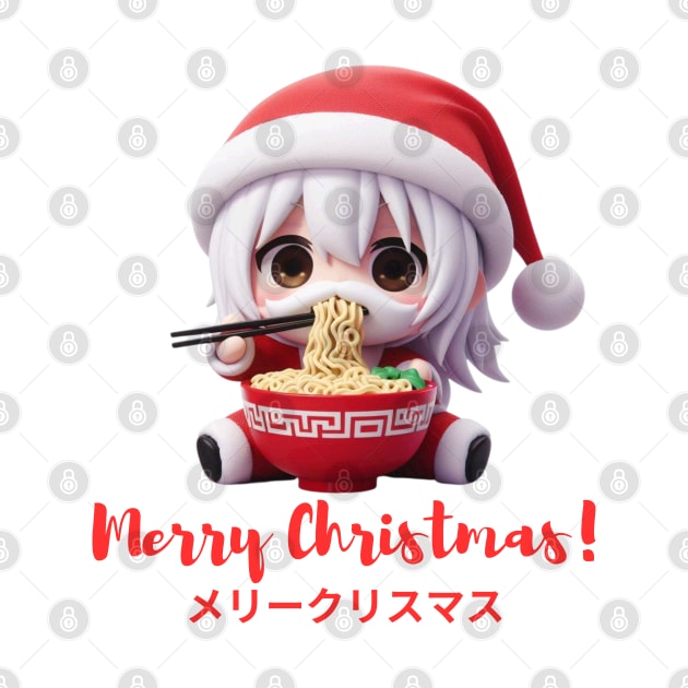 Chibi Kawaii Santa Claus Eating Ramen Noodles by Etopix