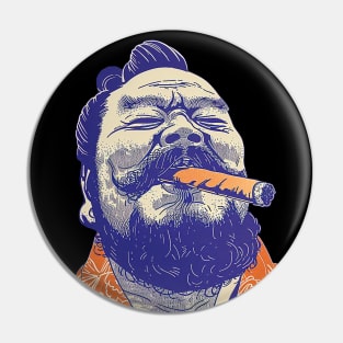 Puff Sumo: Smoking a Fat Robusto Cigar  on a dark (Knocked Out) background Pin