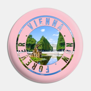 Vienna Schönbrunn Palace fountain round stamp design Pin