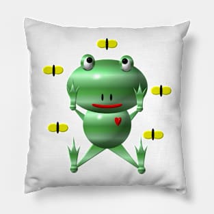 Cute Frog with Flies Pillow