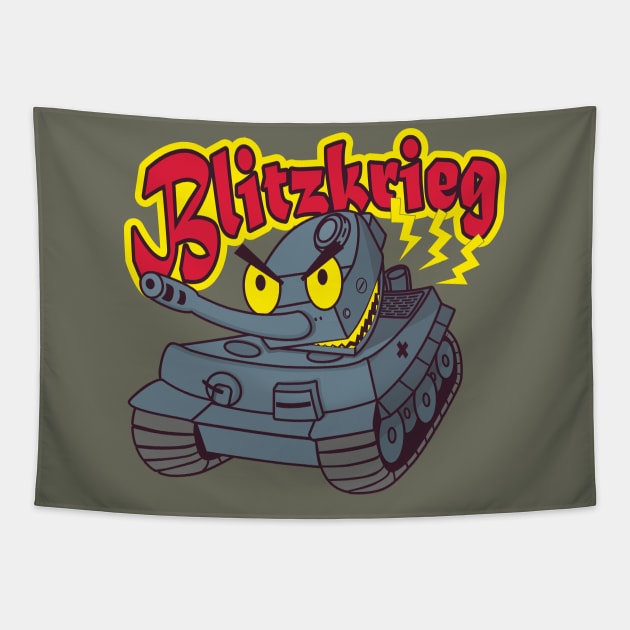 Cartoon tiger tank and blitzkrieg Tapestry by FAawRay