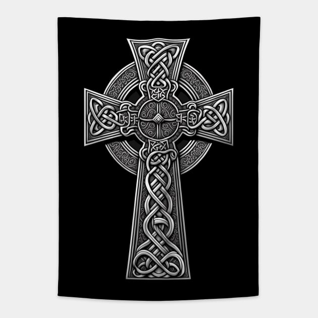 Irish Celtic Art Cross Tapestry by AI Art Originals