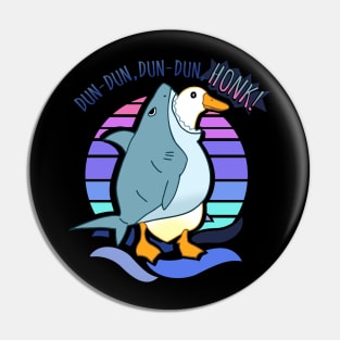 Dun Dun, Dun Dun, HONK! Funny Shark Goose Pin