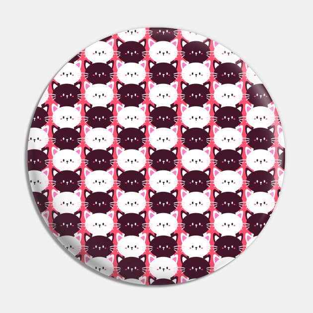 Black White Kitty Cat Pattern Pin by machmigo