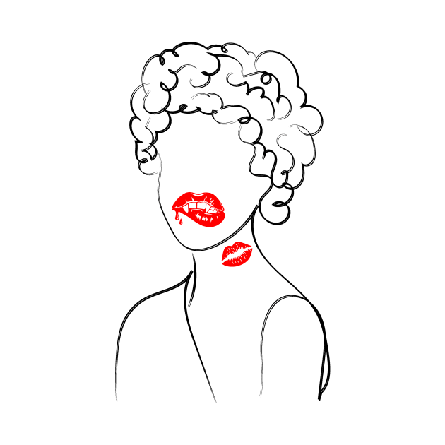 Girl Red Lips Funny Kiss by MisqaPi Design