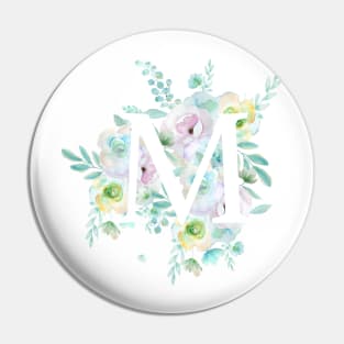 Botanical alphabet M green and purple flowers Pin