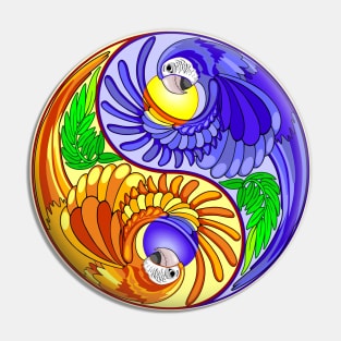 Yin Yang Macaw Parrot Zen Sign Pin