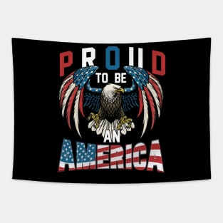 Proud To Be An American Graphic Eagle American Flag Ribbon Tapestry