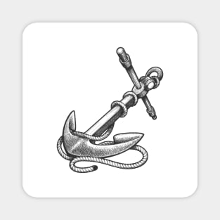 Ship Anchor Tattoo in engraving Style Magnet