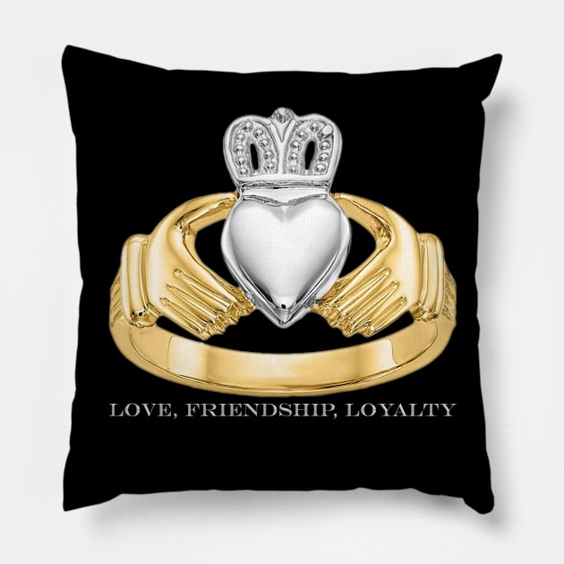 Claddagh Ring - Love Friendship Loyalty Pillow by Ireland