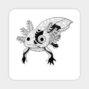 kawaii axolotl in totonac xochimilco pattern style ecopop Magnet