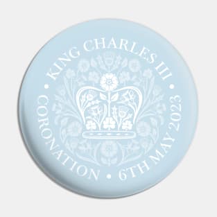 King Charles III Official Coronation Emblem white on red Pin