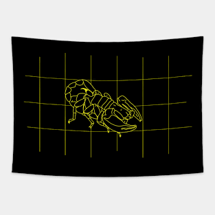 GRID DRAWING of a scorpion in yellow Tapestry