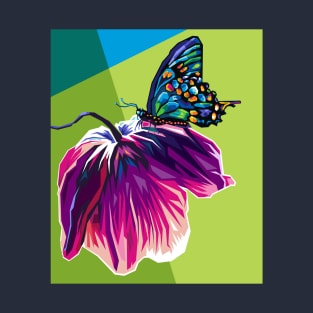 Butterfly and Flower Pop Art T-Shirt