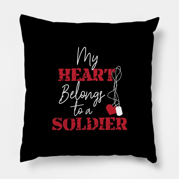 My Heart Belongs To A Soldier American Flag Pillow by BUBLTEES