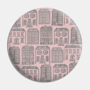 Home Sweet Home Linocut - Pink and Grey Pin