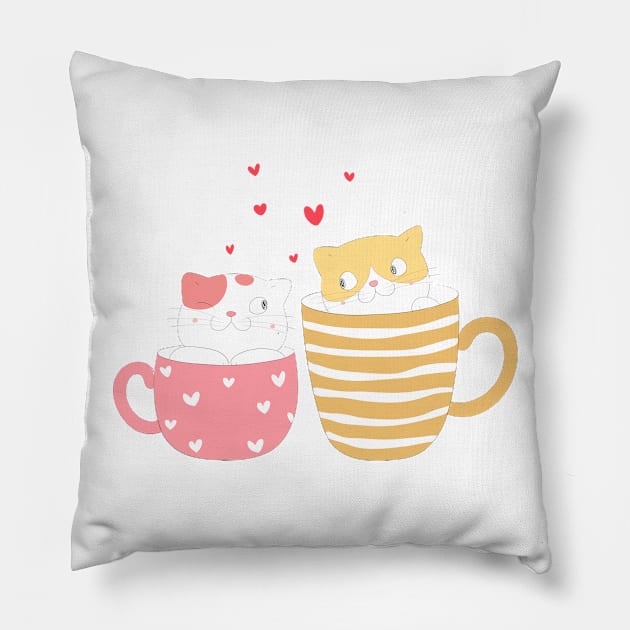 LOVELY COUPLE CAT Pillow by Lovely Arts