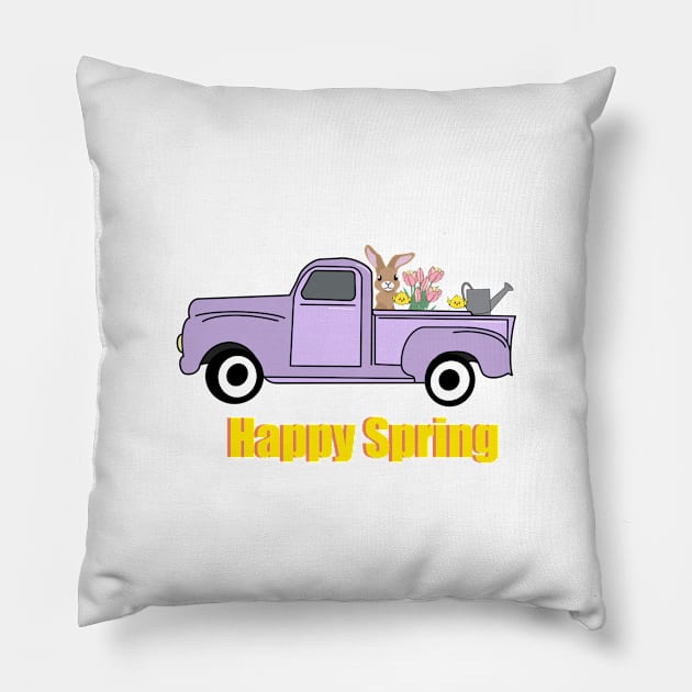 Spring flowers truck Pillow by morgananjos