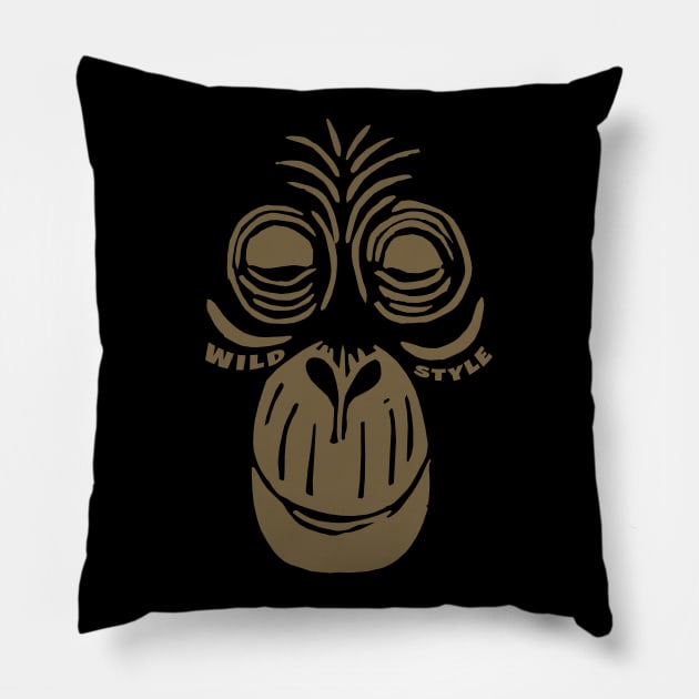 Wild Style Happy to be Monkey Pillow by KewaleeTee