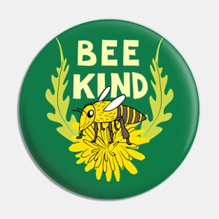 Bee Kind Cute Honeybee on a Dandelion Pin