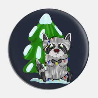 Funny Christmas raccoon Pin