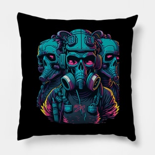 skulls with gasmask Pillow