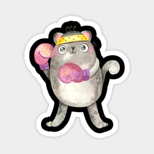 Cute Boxing Cat Magnet