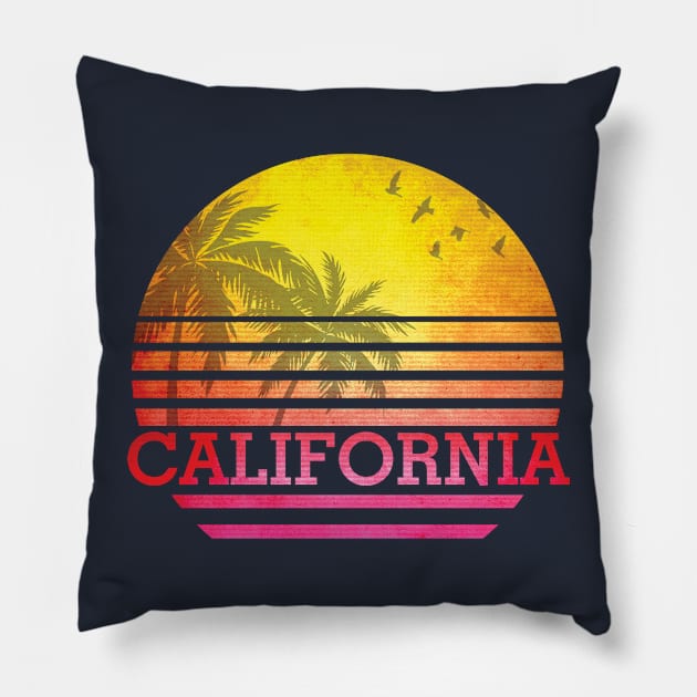 Vintage Retro 1980s California Pillow by GWENT