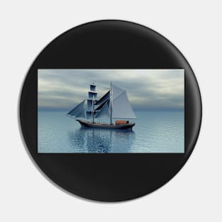 Sailing ship, digital art Pin