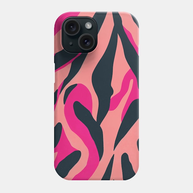 Pink Tiger Stripes Abstract Animal Print Phone Case by Trippycollage