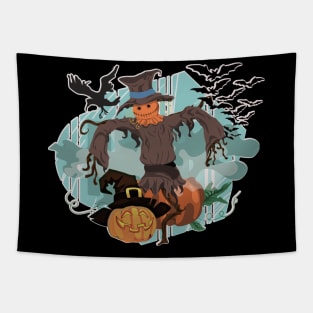 Scarecrow in the pumpkin patch Tapestry