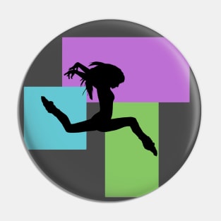 Dancing Silhouette with Coloured Rectangles Pin