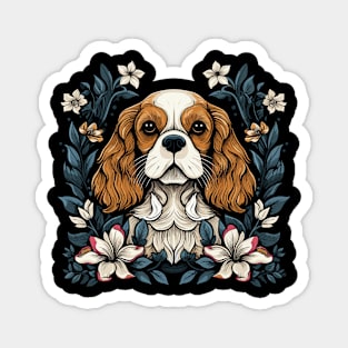 King Charles Spaniel with lilies illustration Magnet