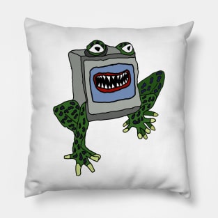 drawing television frog nightmare Pillow