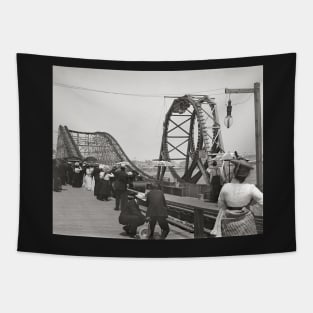 Atlantic City Rollercoaster, 1901. Vintage Photo Tapestry