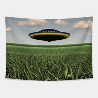 UFO Over Cornfield Tapestry